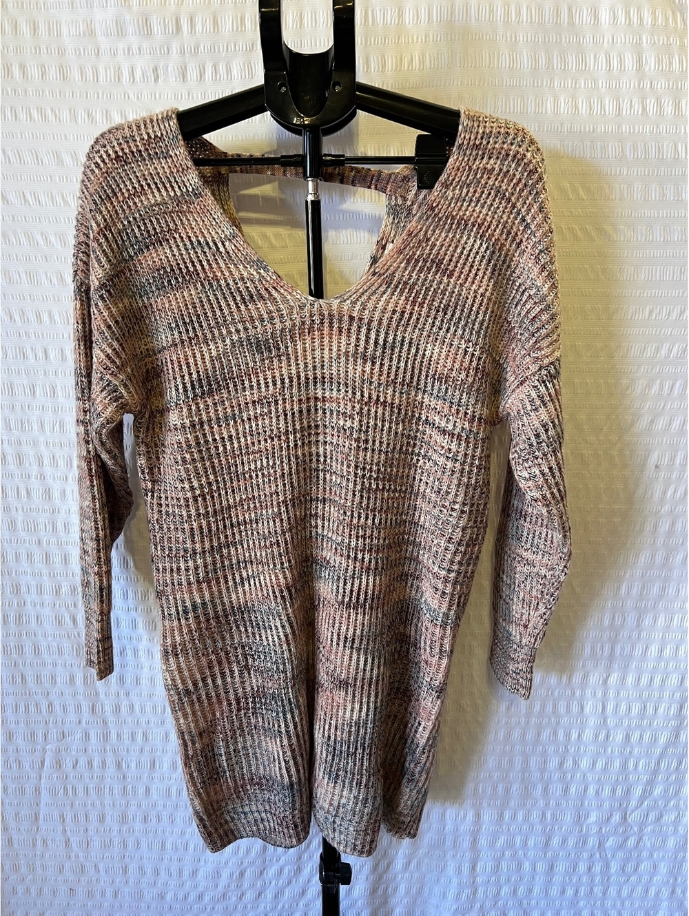 American Rag CIE Multicolor Marled Knit Twist-Back Long Sweater Tunic Size L